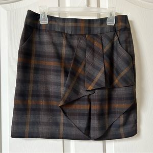 Michael Kors 8P Pleated Designer Cute Office Brown & Yellow Plaid Skirt